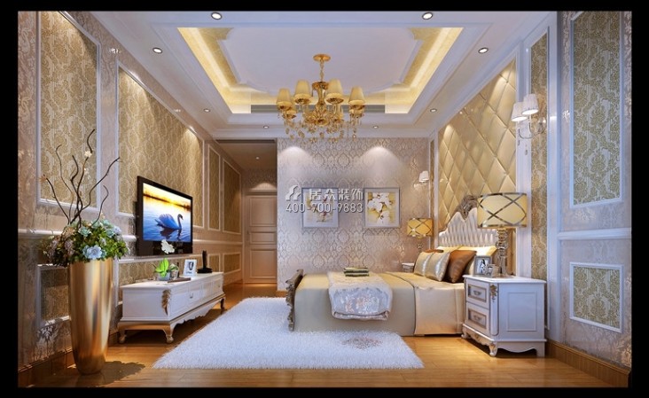 渝高香洲160平方米欧式风格平层户型卧室装修效果图