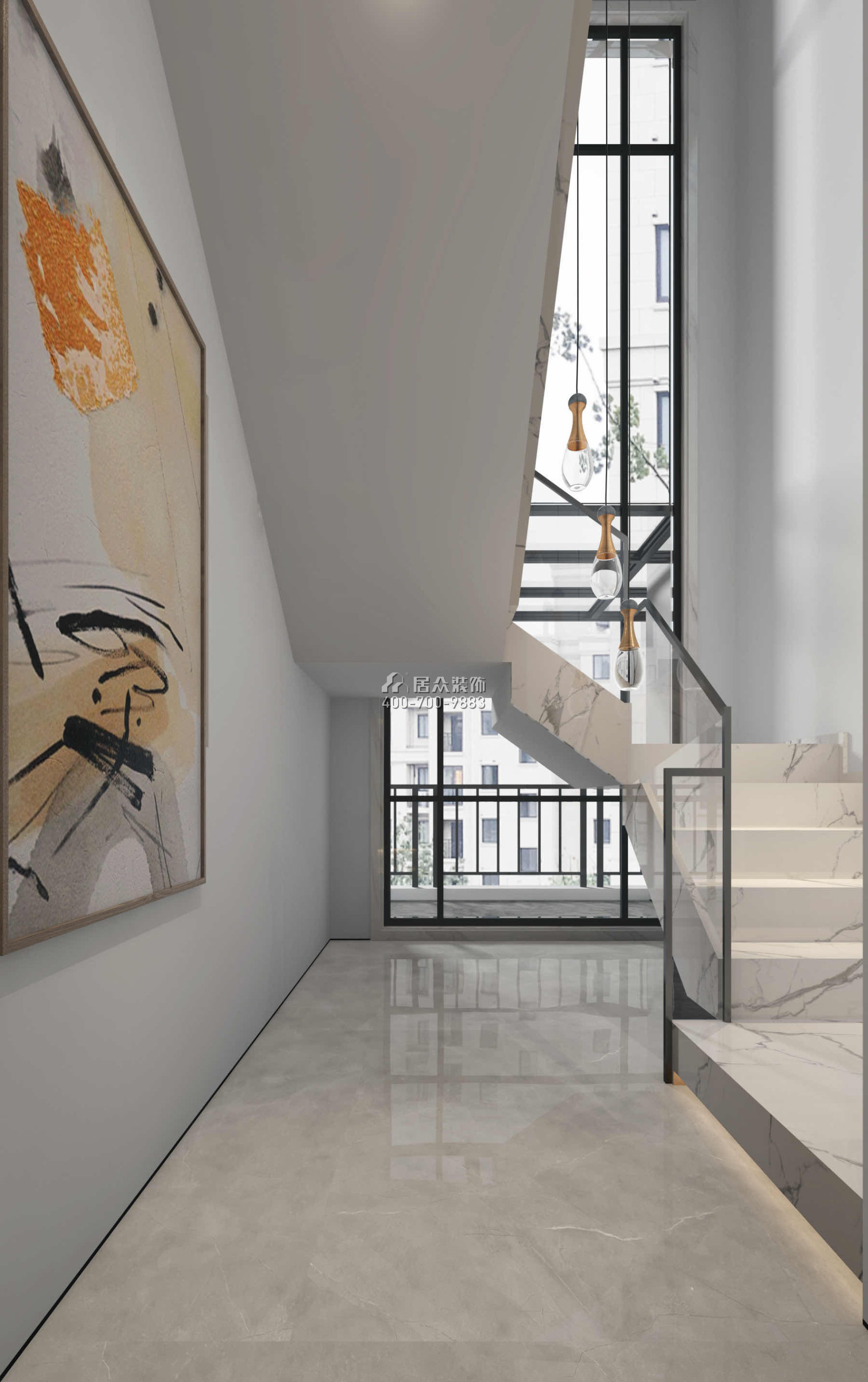 富春山居200平方米北欧风格复式户型楼梯装修效果图