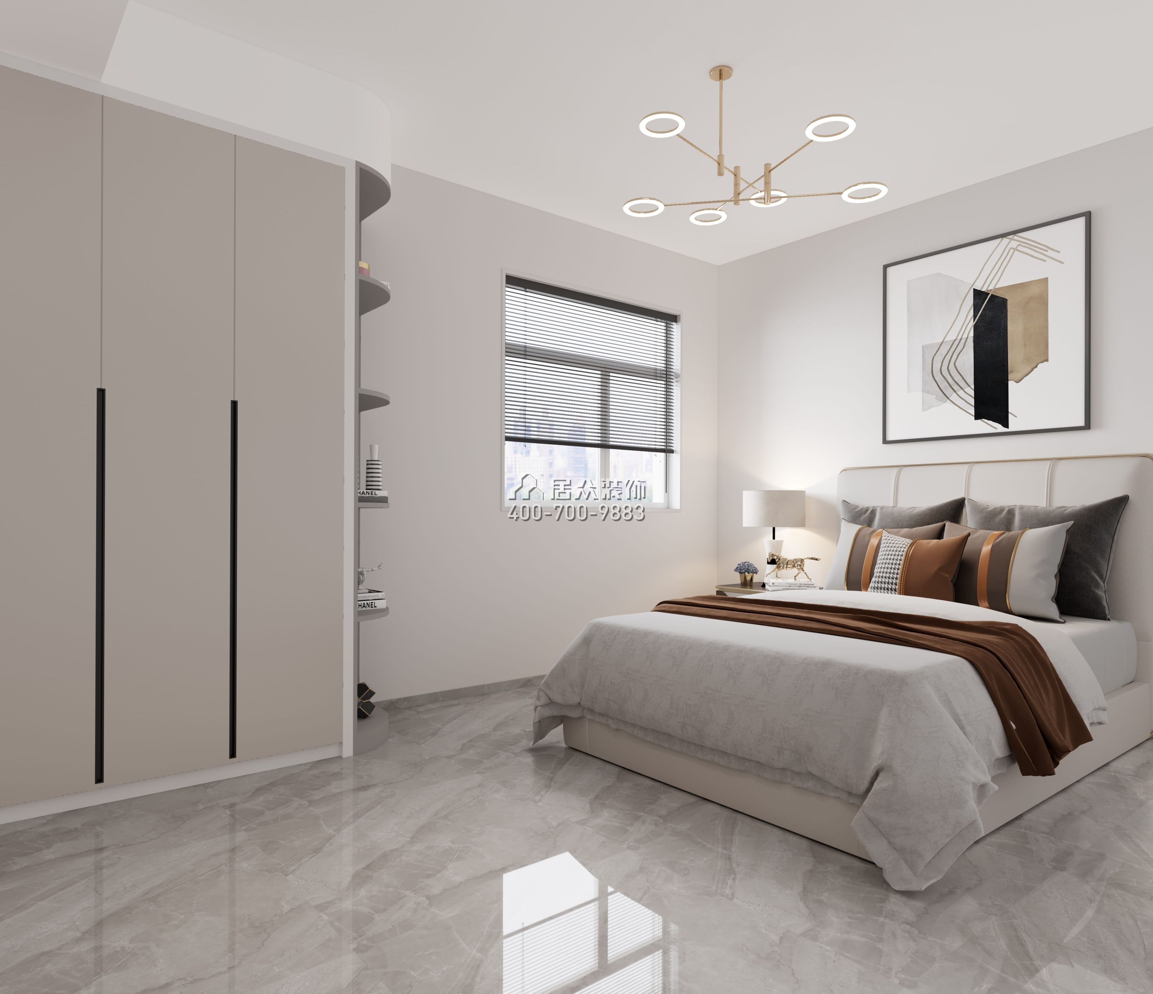 海滨广场100平方米现代简约风格平层户型卧室装修效果图