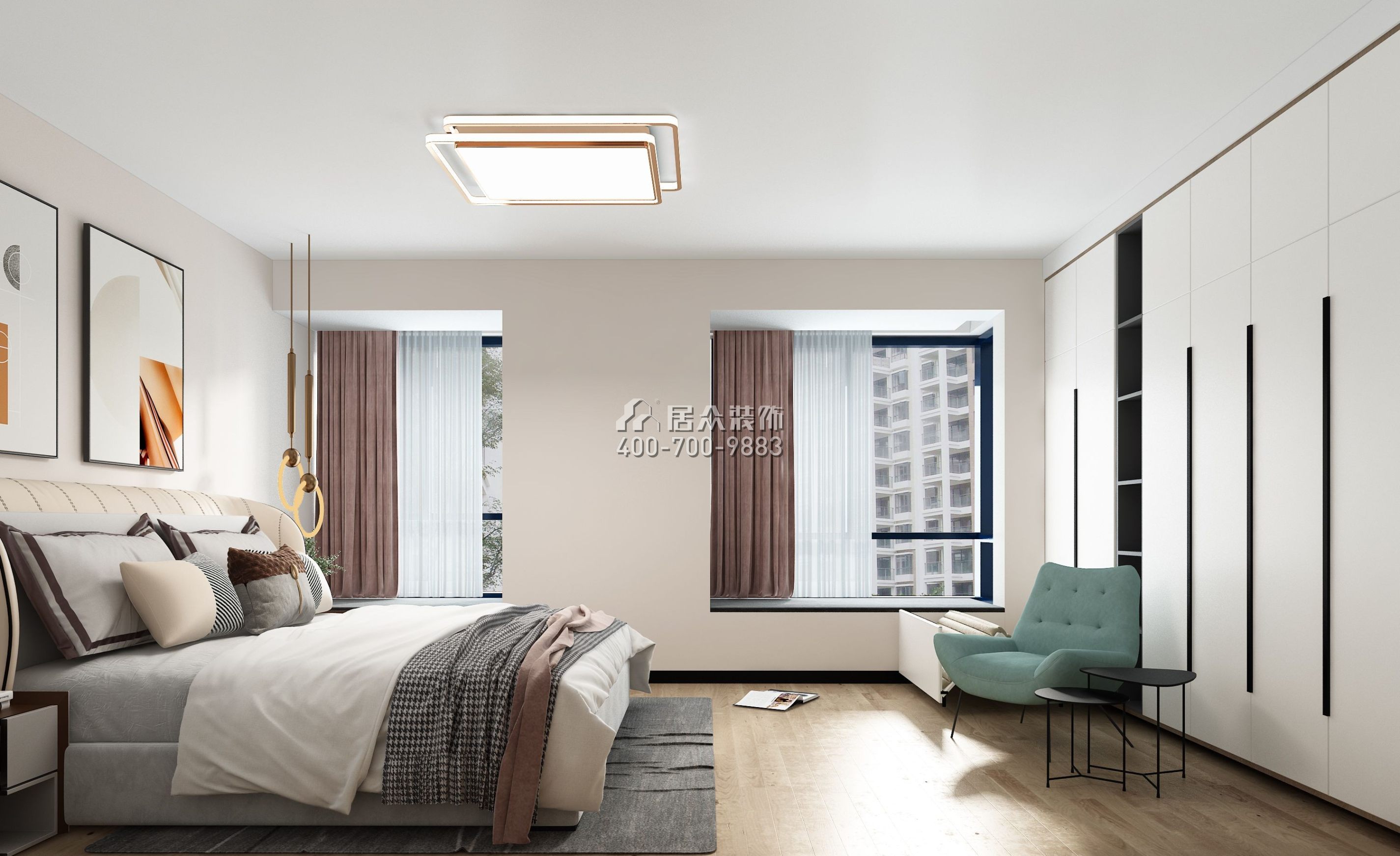 星海名城110平方米现代简约风格平层户型卧室装修效果图