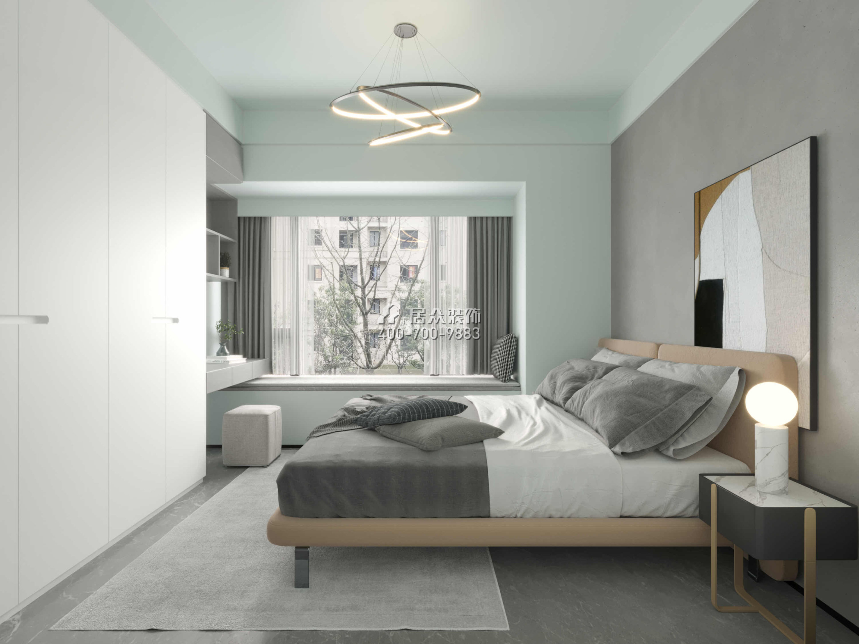 京基·御景峯110平方米现代简约风格平层户型卧室装修效果图
