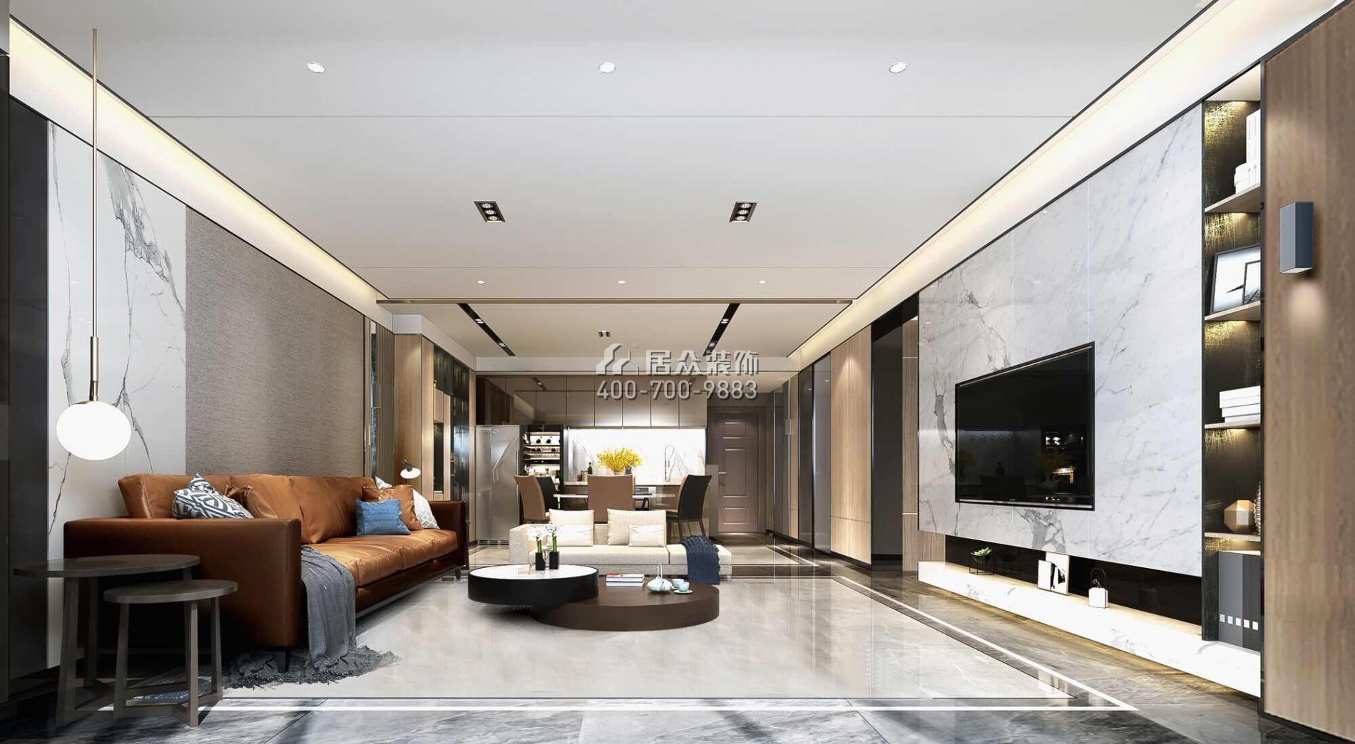 黄埔雅苑三期126平方米现代简约风格平层户型客厅kok电竞平台效果图