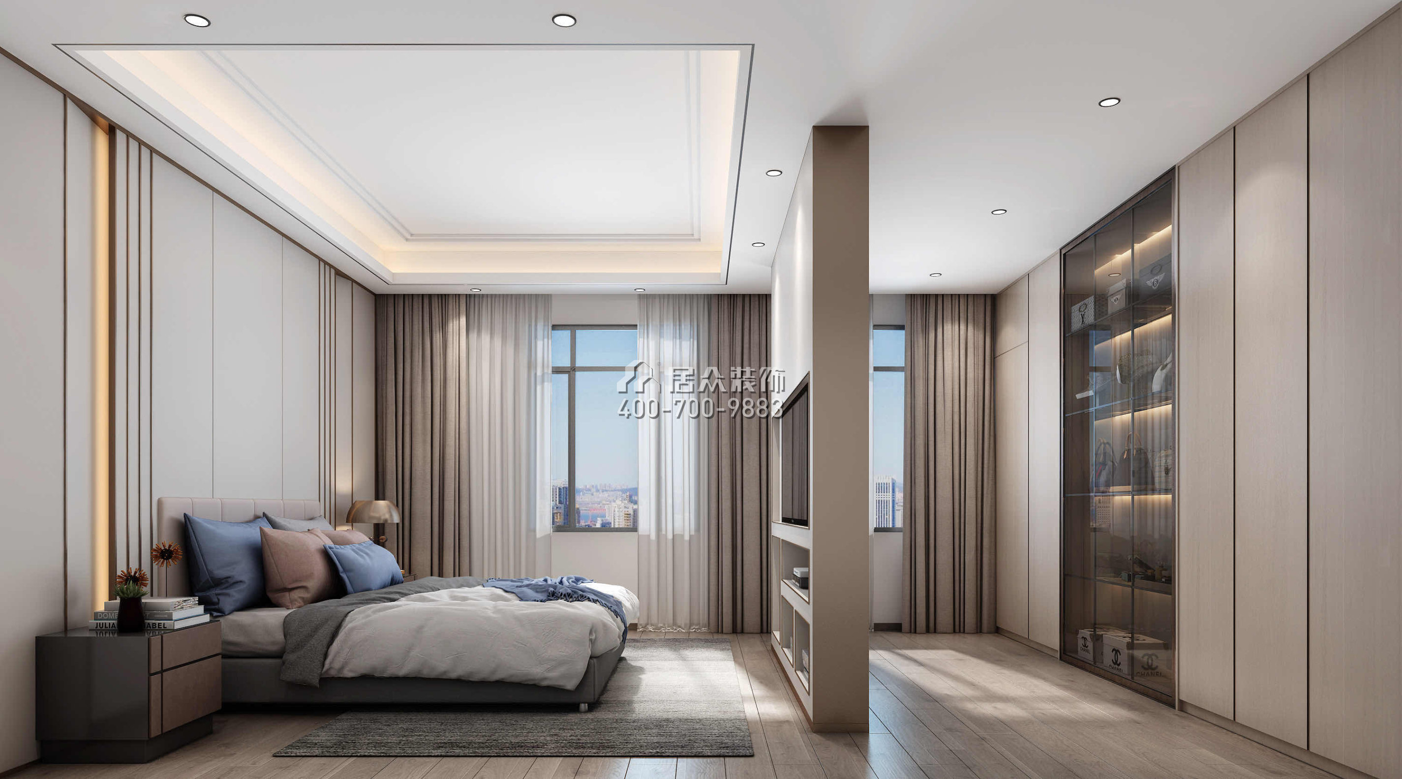 中信御园220平方米现代简约风格平层户型卧室装修效果图