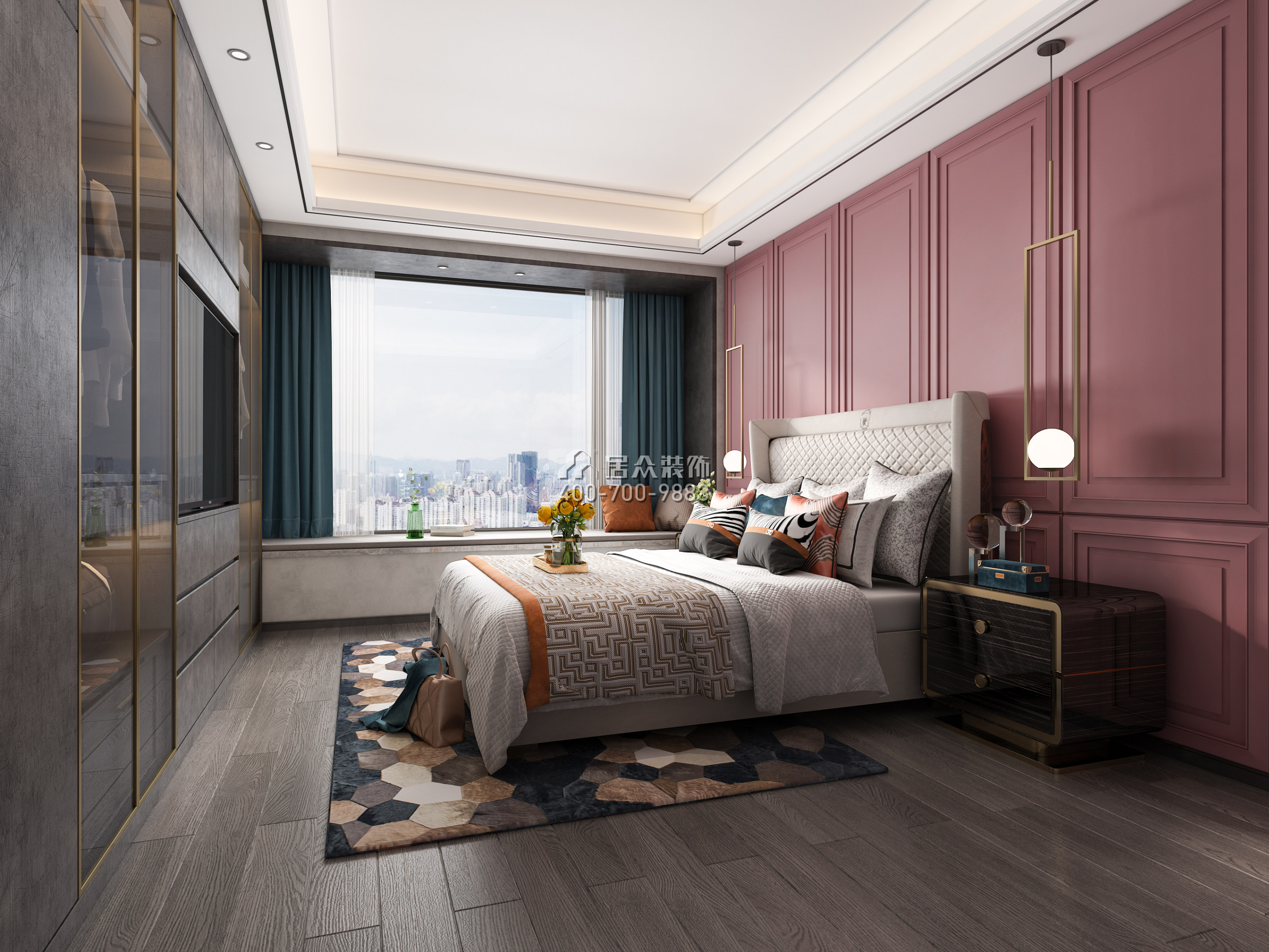 香山美墅五期145平方米現代簡約風格平層戶型臥室裝修效果圖