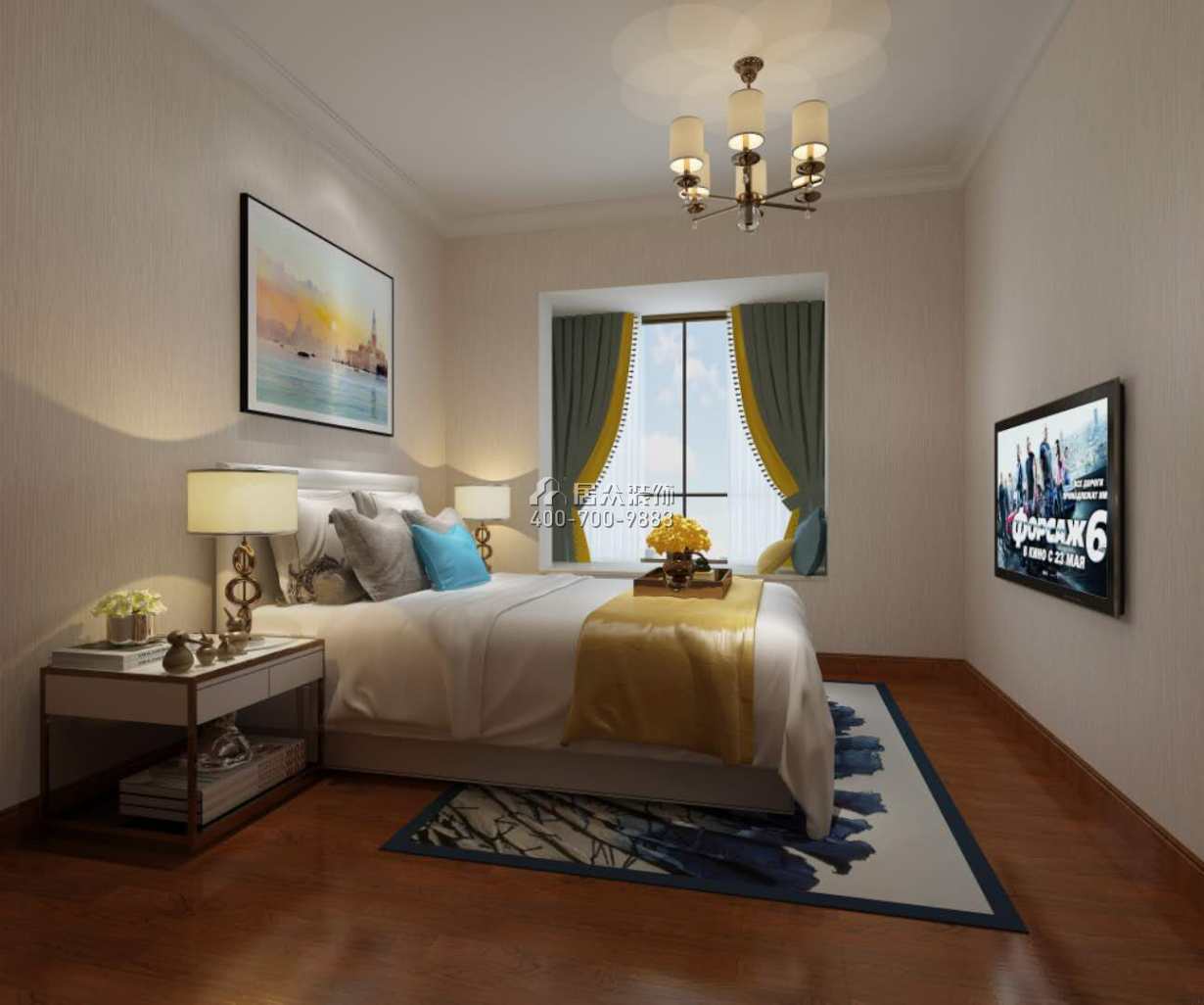 维港半岛177平方米欧式风格平层户型卧室装修效果图
