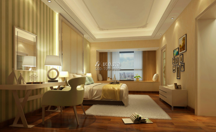 幸福港湾260平方米美式风格平层户型卧室装修效果图