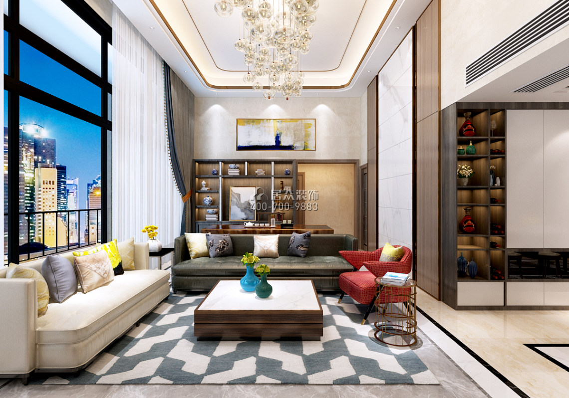 奕翠園260平方米現代簡約風格平層戶型客廳裝修效果圖
