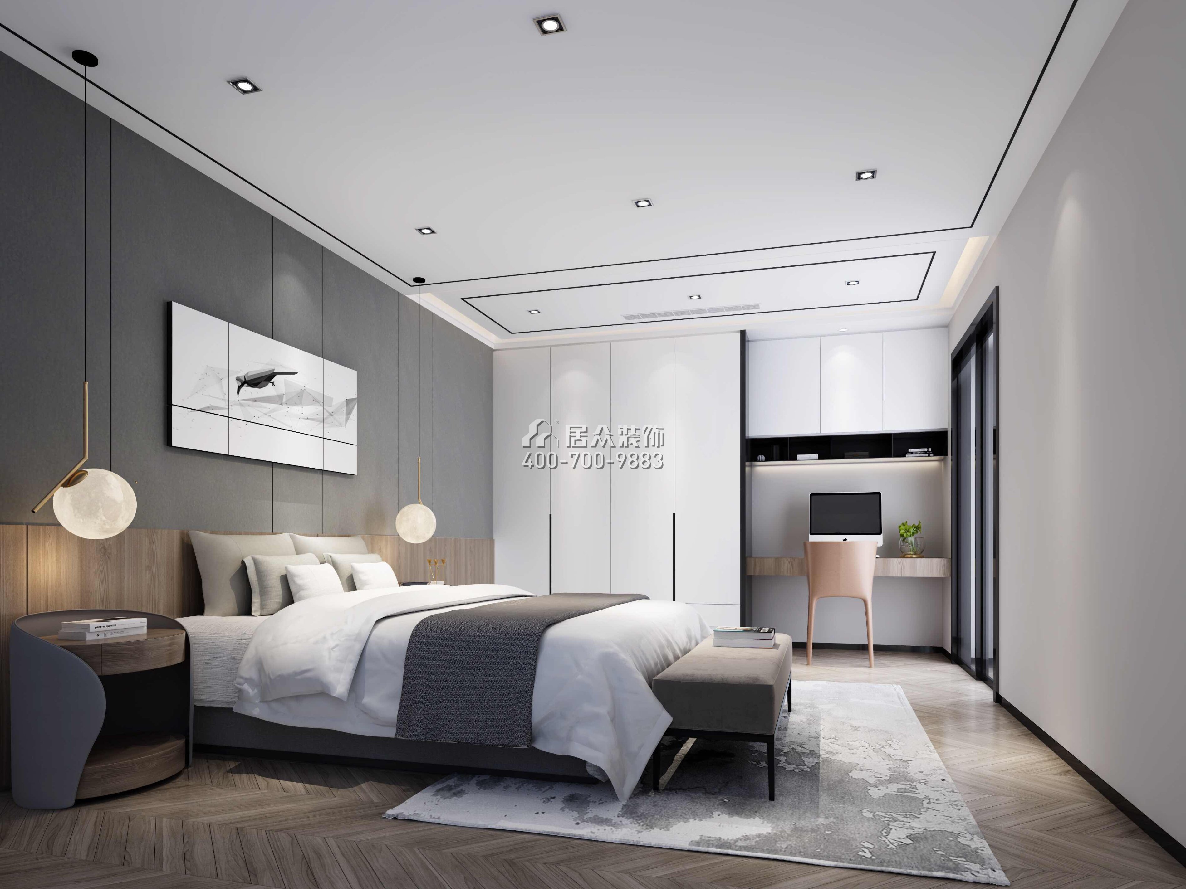 壹方中心220平方米现代简约风格平层户型卧室装修效果图