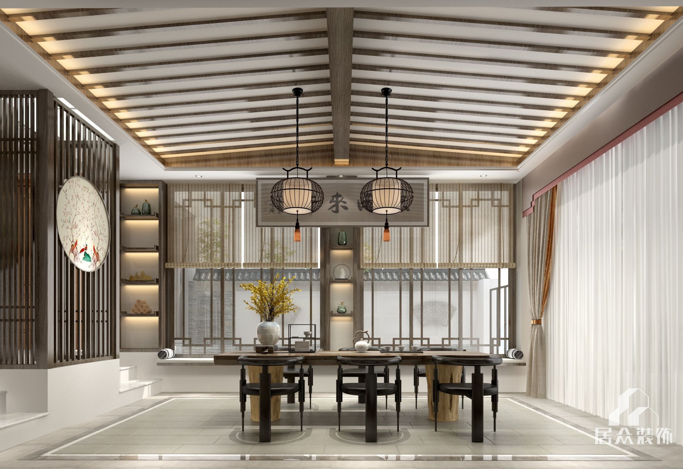 万科棠樾600平方米中式风格别墅装修效果图