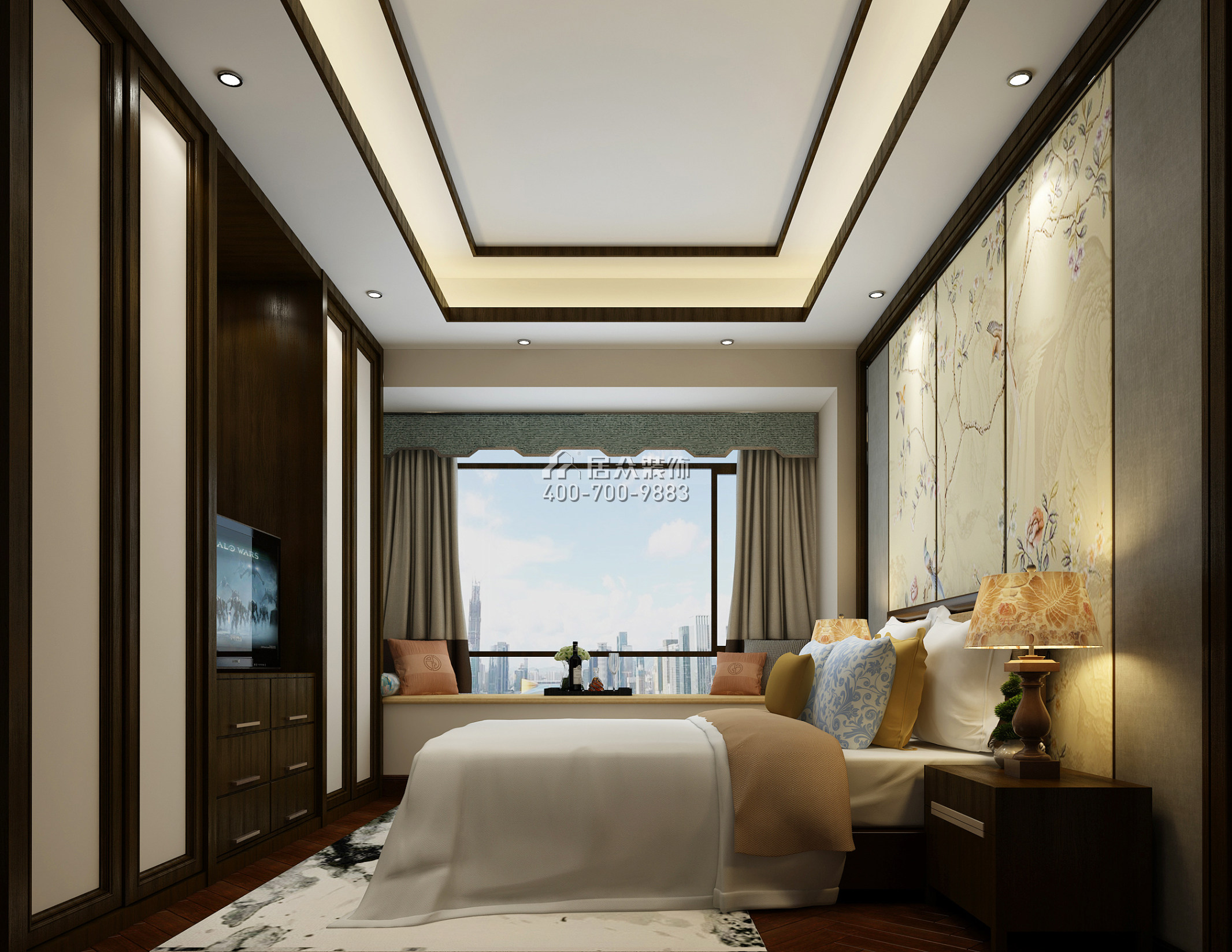 幸福世家270平方米中式风格复式户型卧室装修效果图