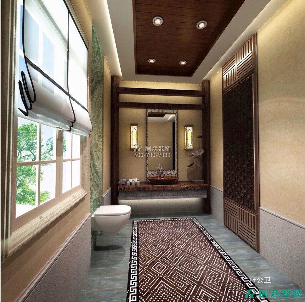 南湾豪庭250平方米中式风格别墅户型卫生间装修效果图