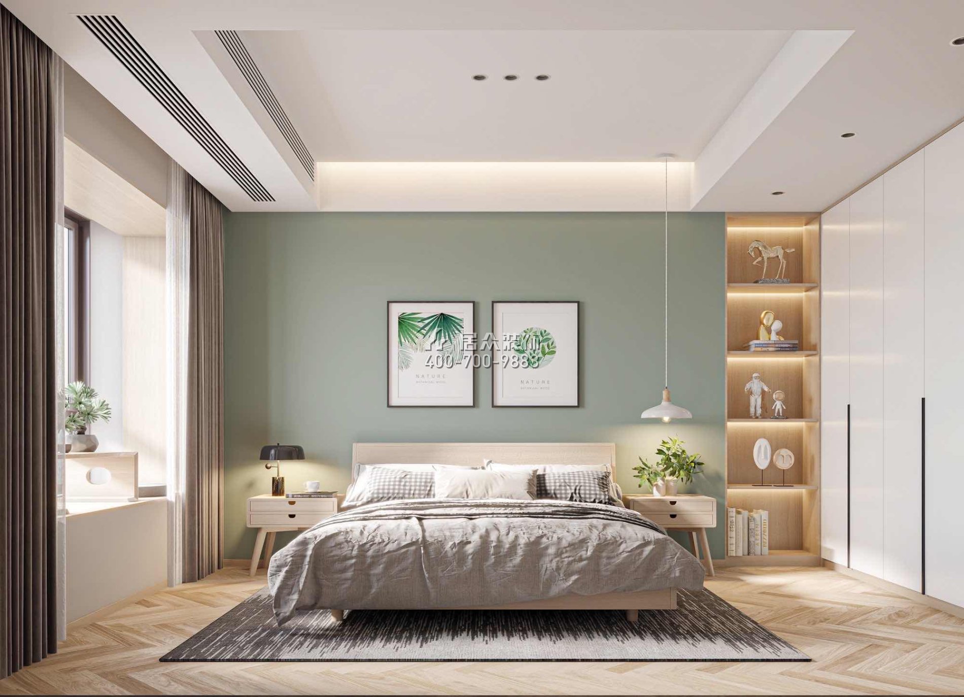 恒裕水墨兰亭370平方米中式风格复式户型卧室kok电竞平台效果图