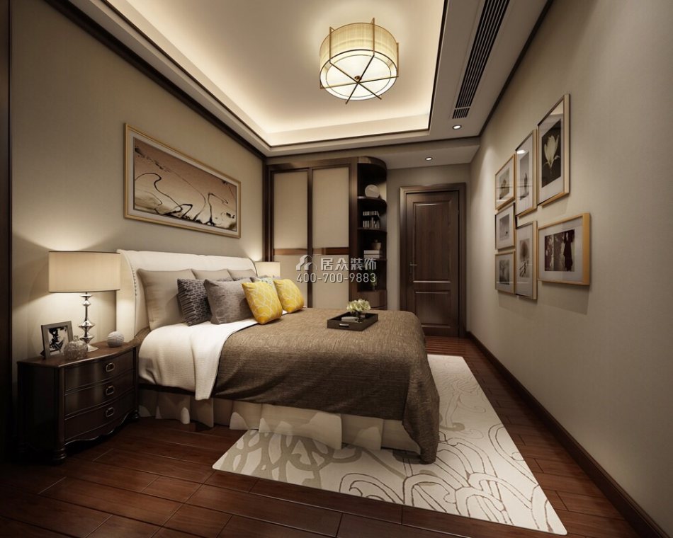 东湖九区140平方米中式风格平层户型卧室装修效果图
