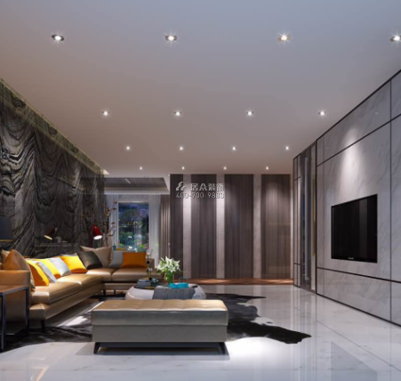 流金岁月200平方米现代简约风格平层户型客厅装修效果图