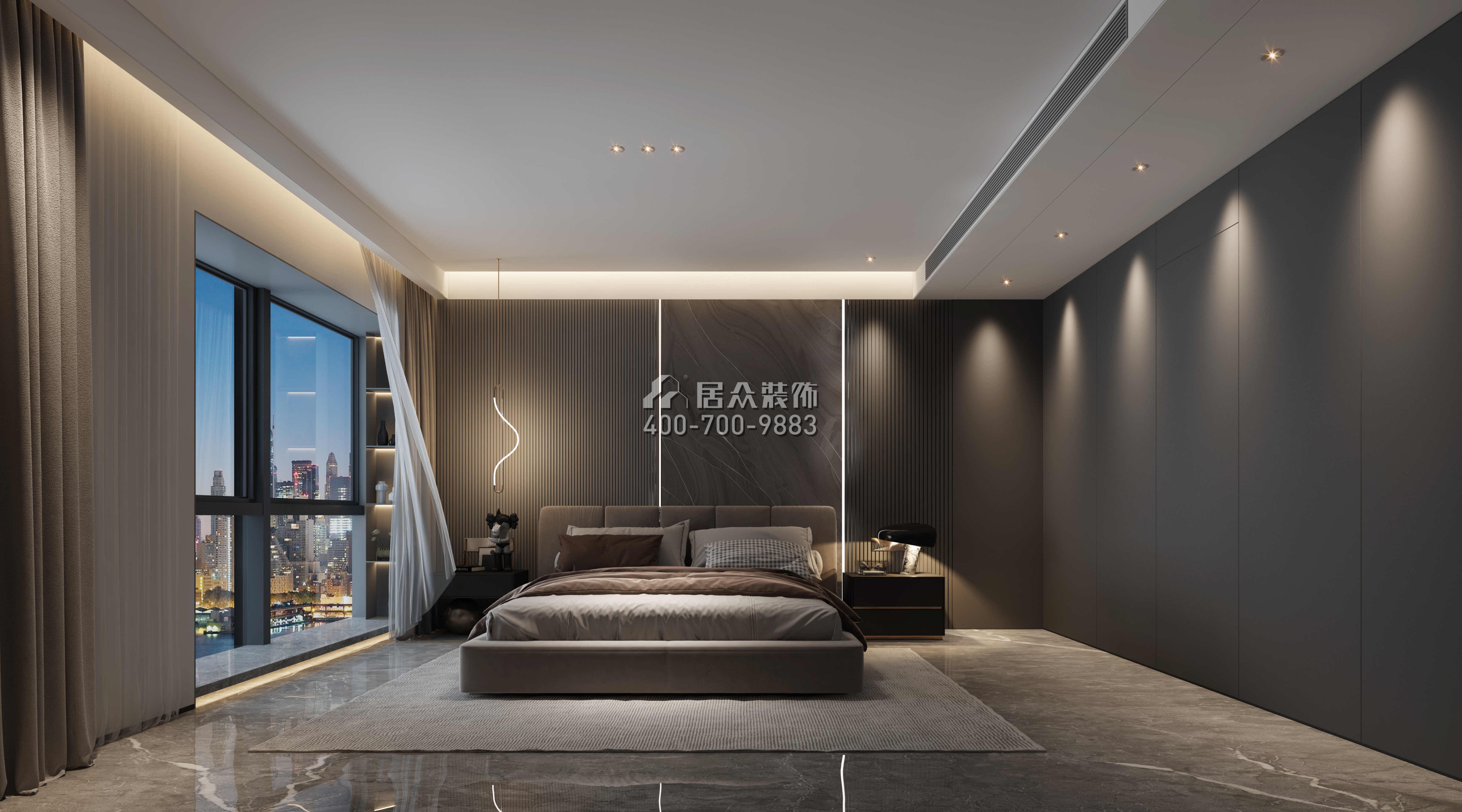 仁山智水350平方米現代簡約風格平層戶型臥室裝修效果圖