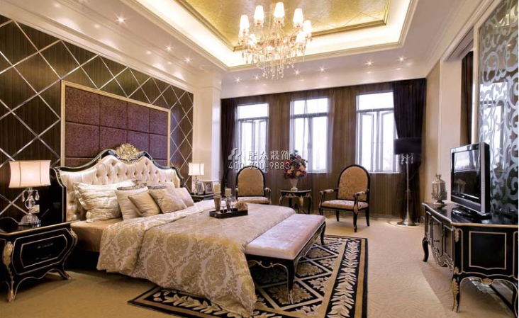 栖岚院140平方米新古典风格平层户型卧室装修效果图