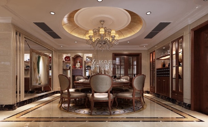 第六都190平方米欧式风格平层户型餐厅装修效果图