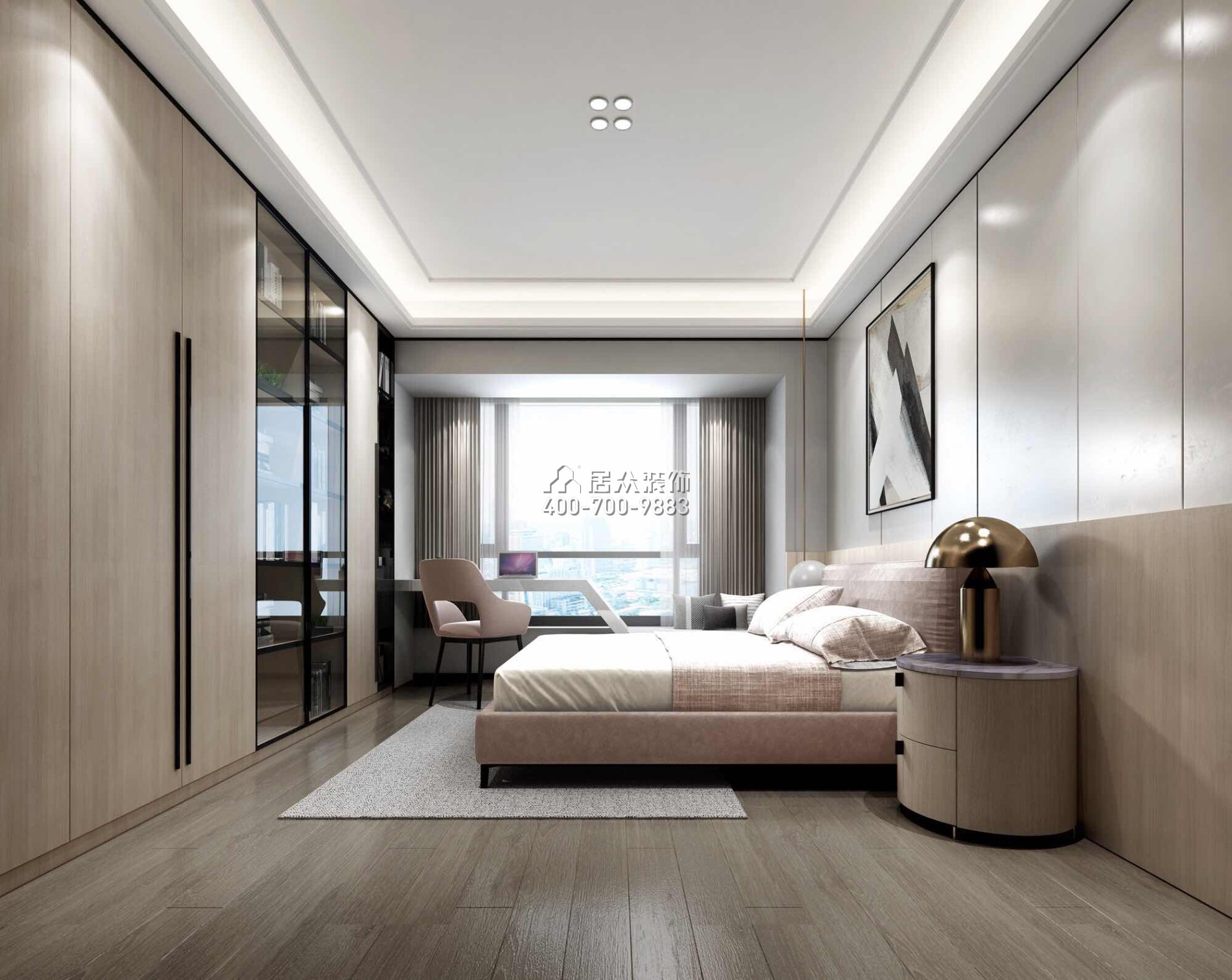 香山美墅四期203平方米现代简约风格平层户型卧室kok电竞平台效果图