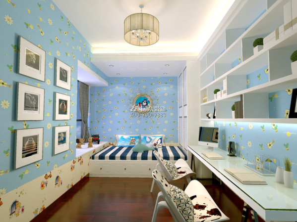 雅居乐剑桥郡254平方米中式风格平层户型儿童房装修效果图