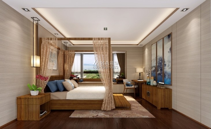 悦美筼筜花园147平方米中式风格平层户型卧室装修效果图
