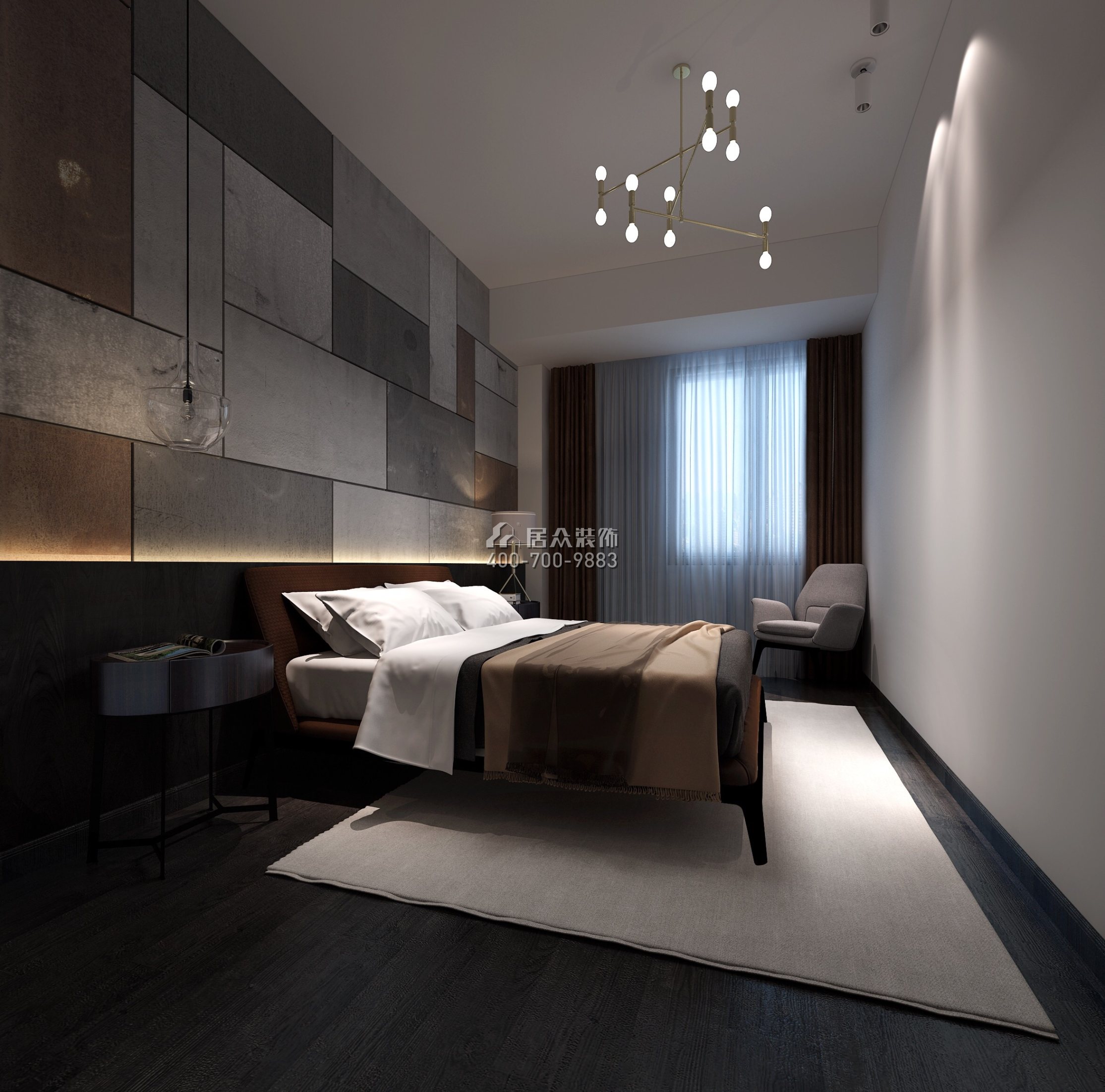 隆生东湖九区155平方米现代简约风格平层户型卧室装修效果图