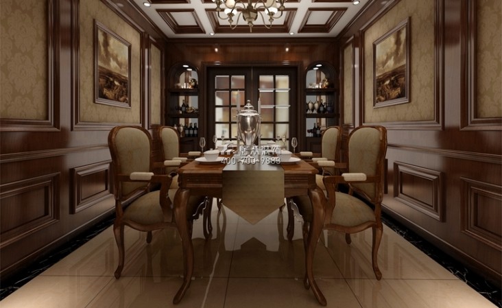 圣莫麗斯300平方米美式風格復式戶型餐廳裝修效果圖