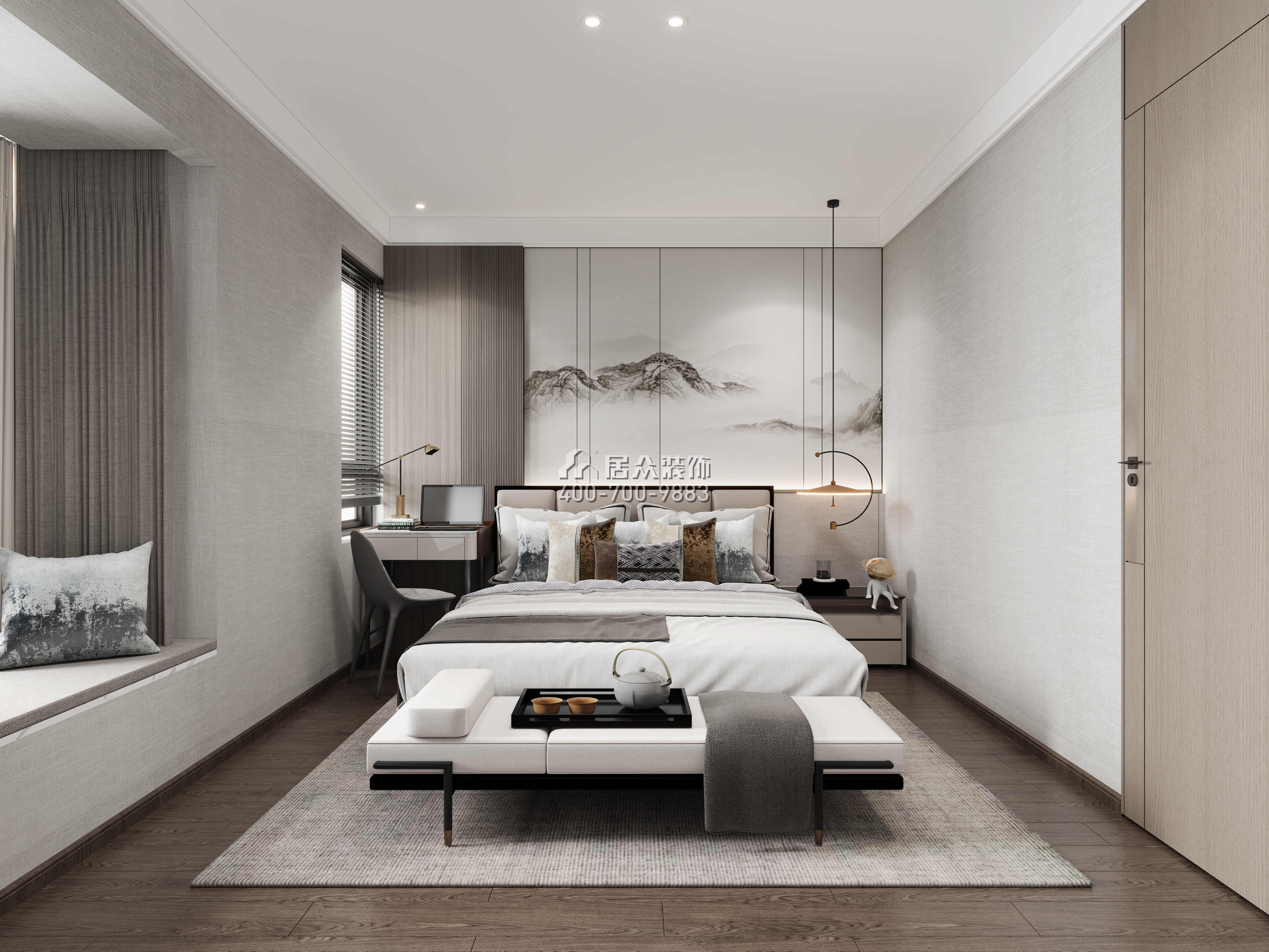 宝利豪庭500平方米中式风格复式户型卧室装修效果图