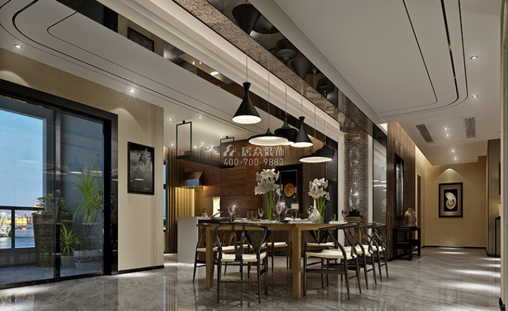 华英城三期140平方米现代简约风格平层户型餐厅装修效果图