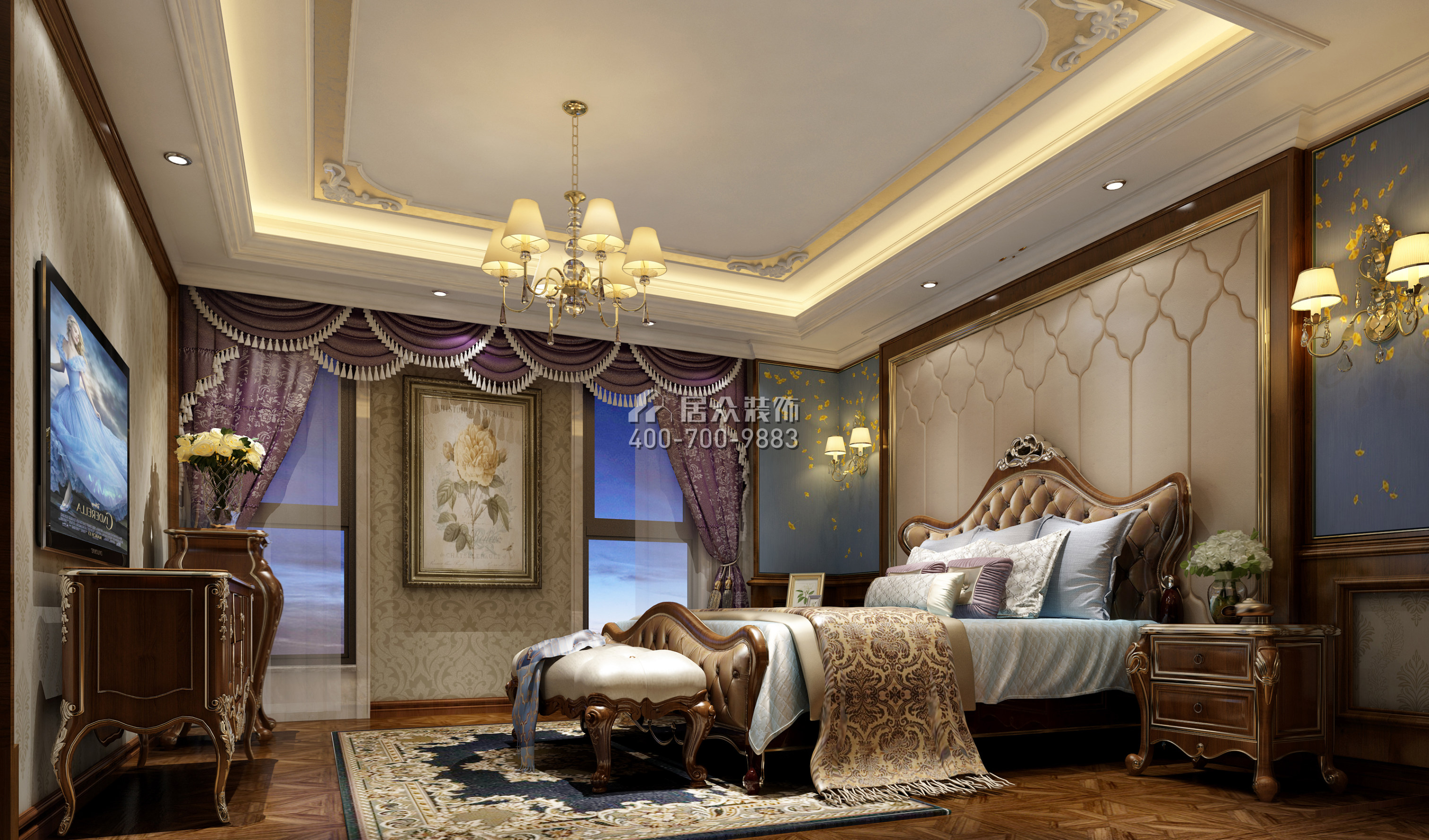 万国府252平方米欧式风格平层户型卧室装修效果图