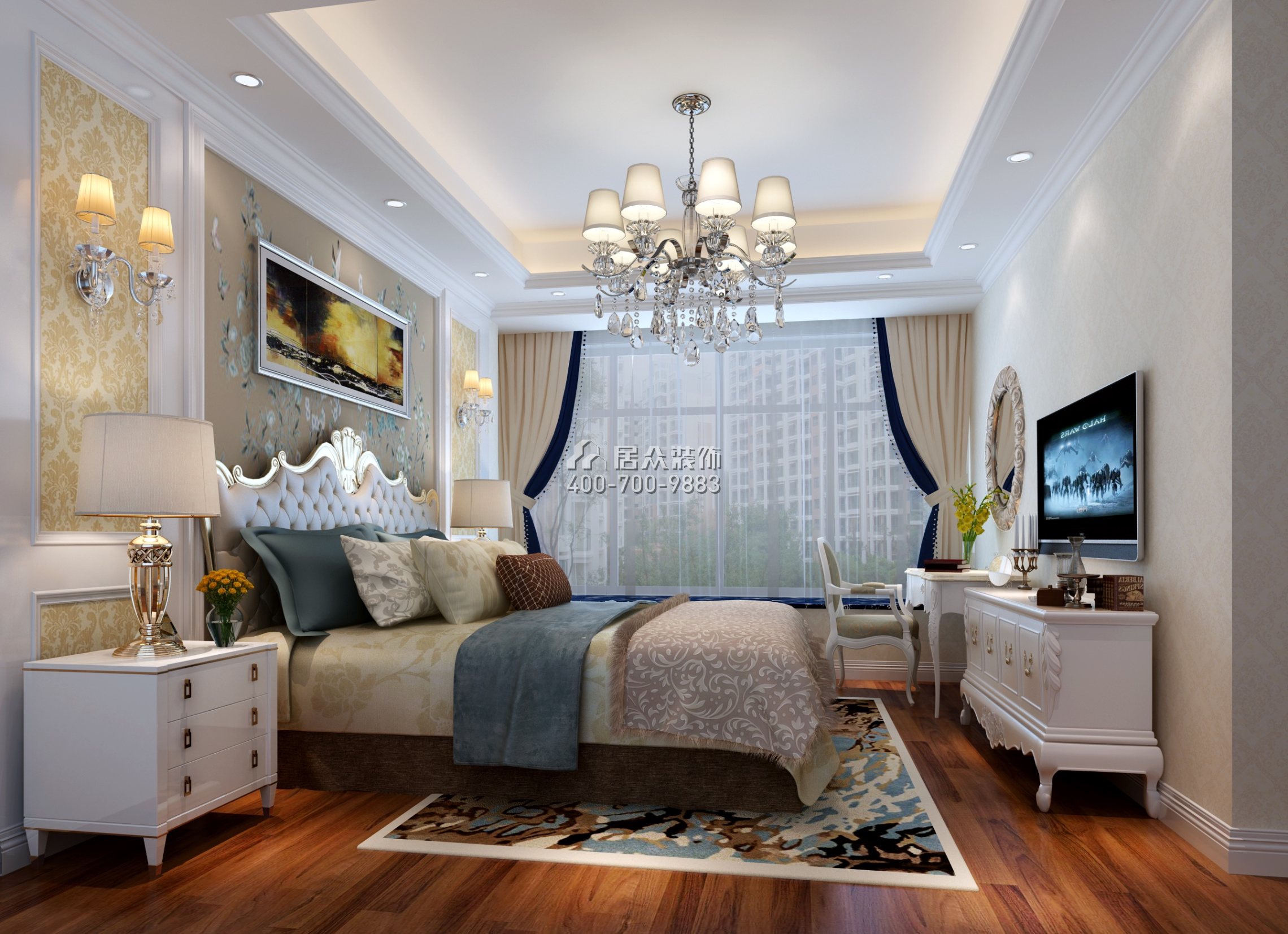 光明峰荟158平方米欧式风格平层户型卧室装修效果图