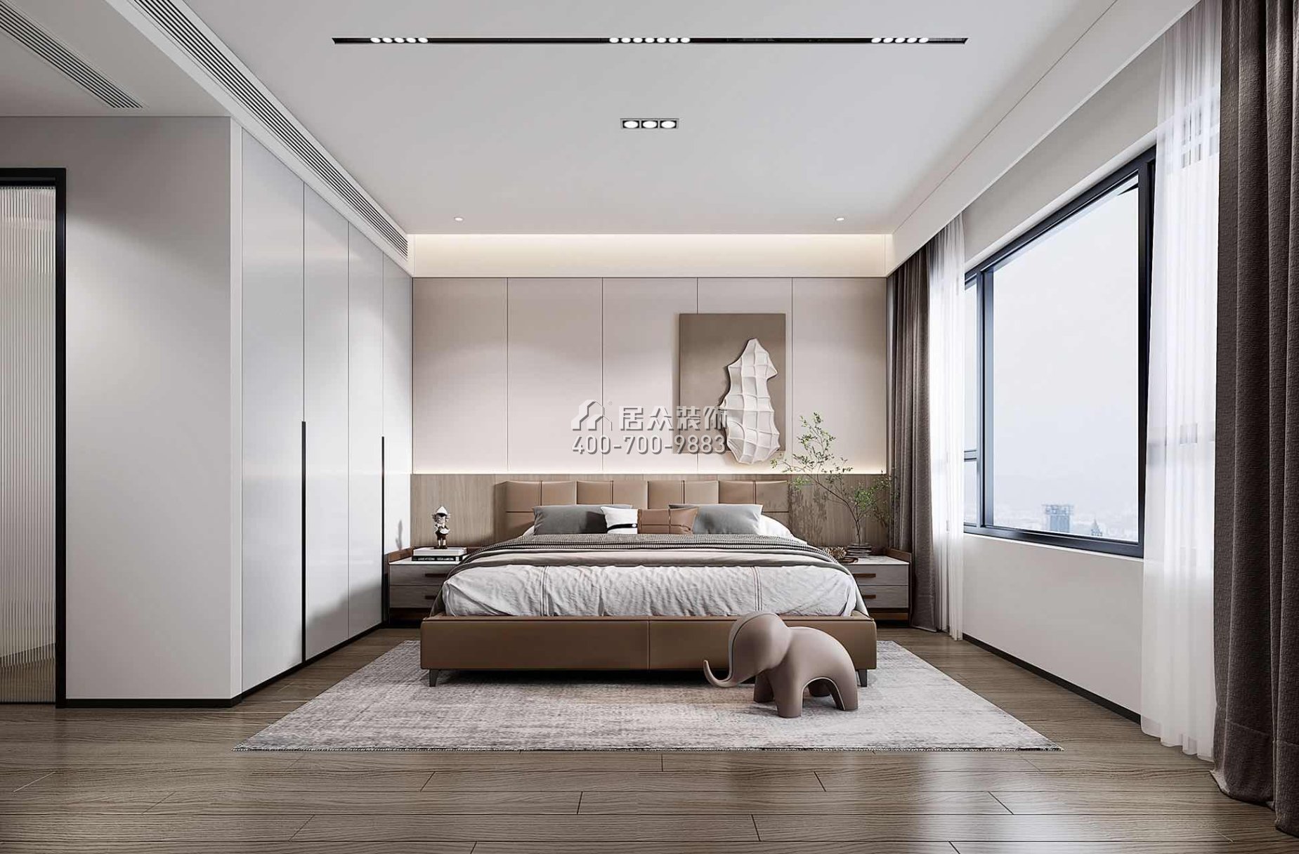 新锦安海纳公馆120平方米现代简约风格平层户型卧室装修效果图