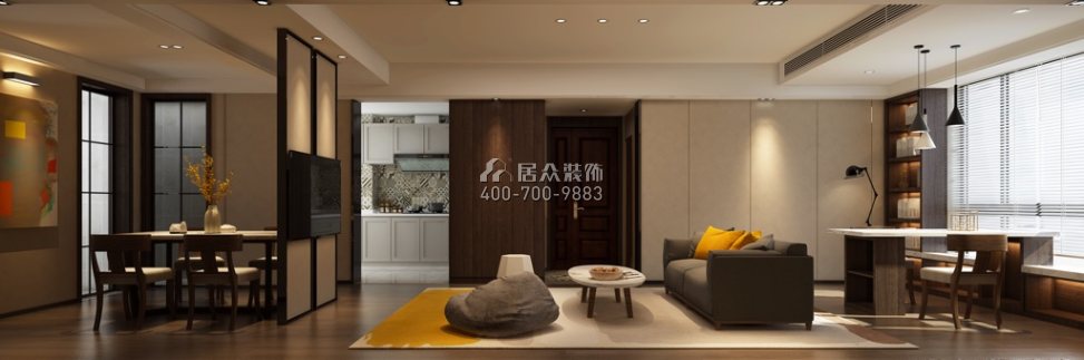 致远乐路口120平方米现代简约风格平层户型客厅（中国）科技有限公司官网效果图