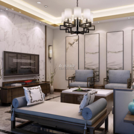 枫丹雅苑145平方米中式风格平层户型客厅装修效果图
