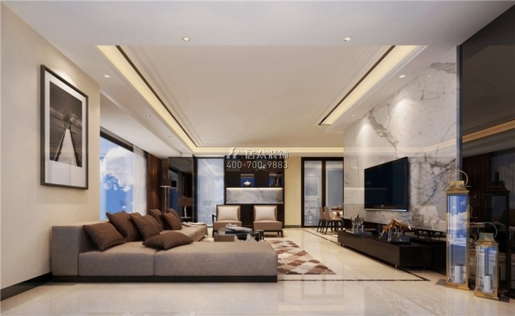 山语清晖一期178平方米现代简约风格平层户型客厅装修效果图