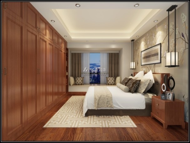 华润城一期160平方米中式风格平层户型卧室装修效果图