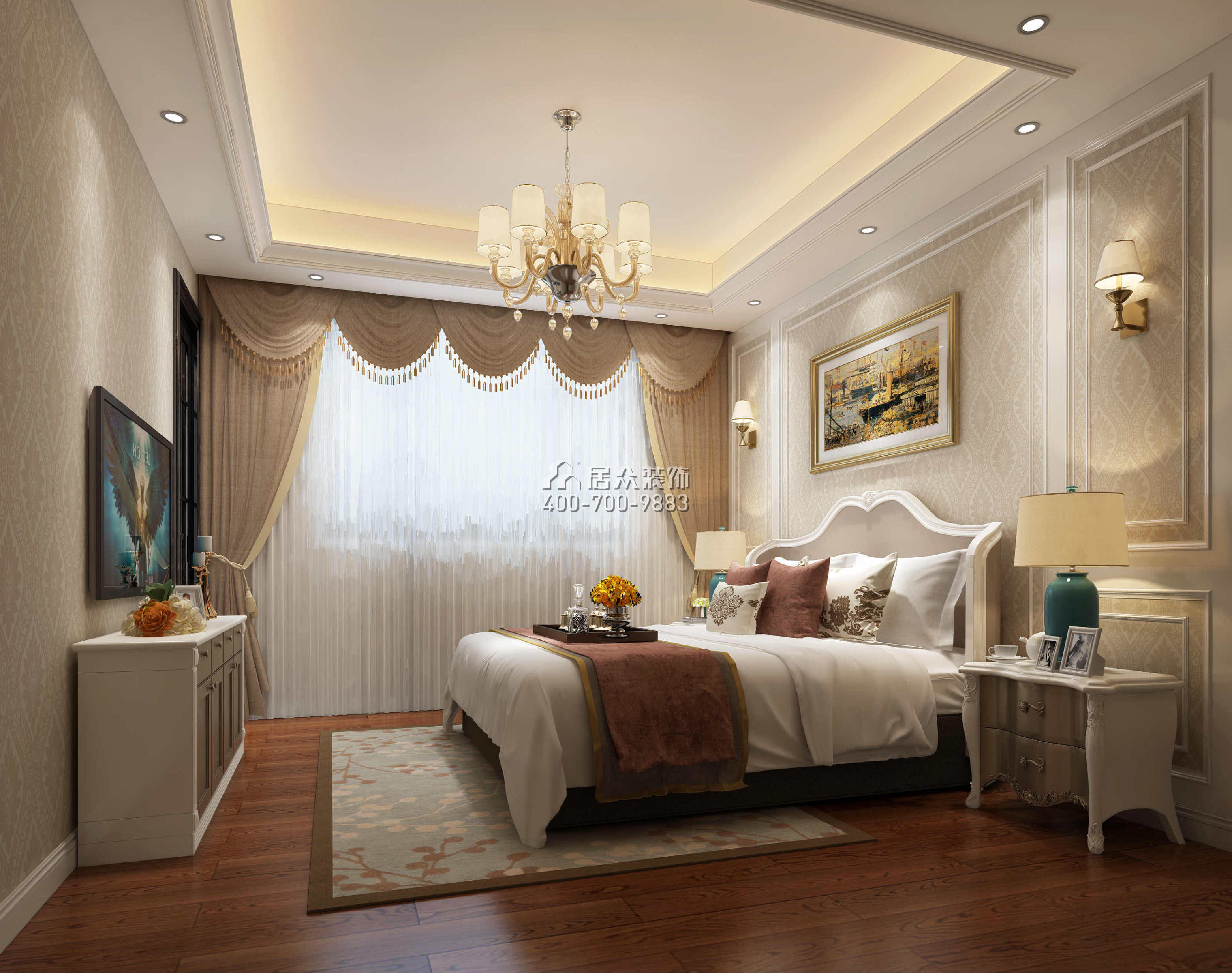 锦绣豪庭380平方米欧式风格别墅户型卧室装修效果图