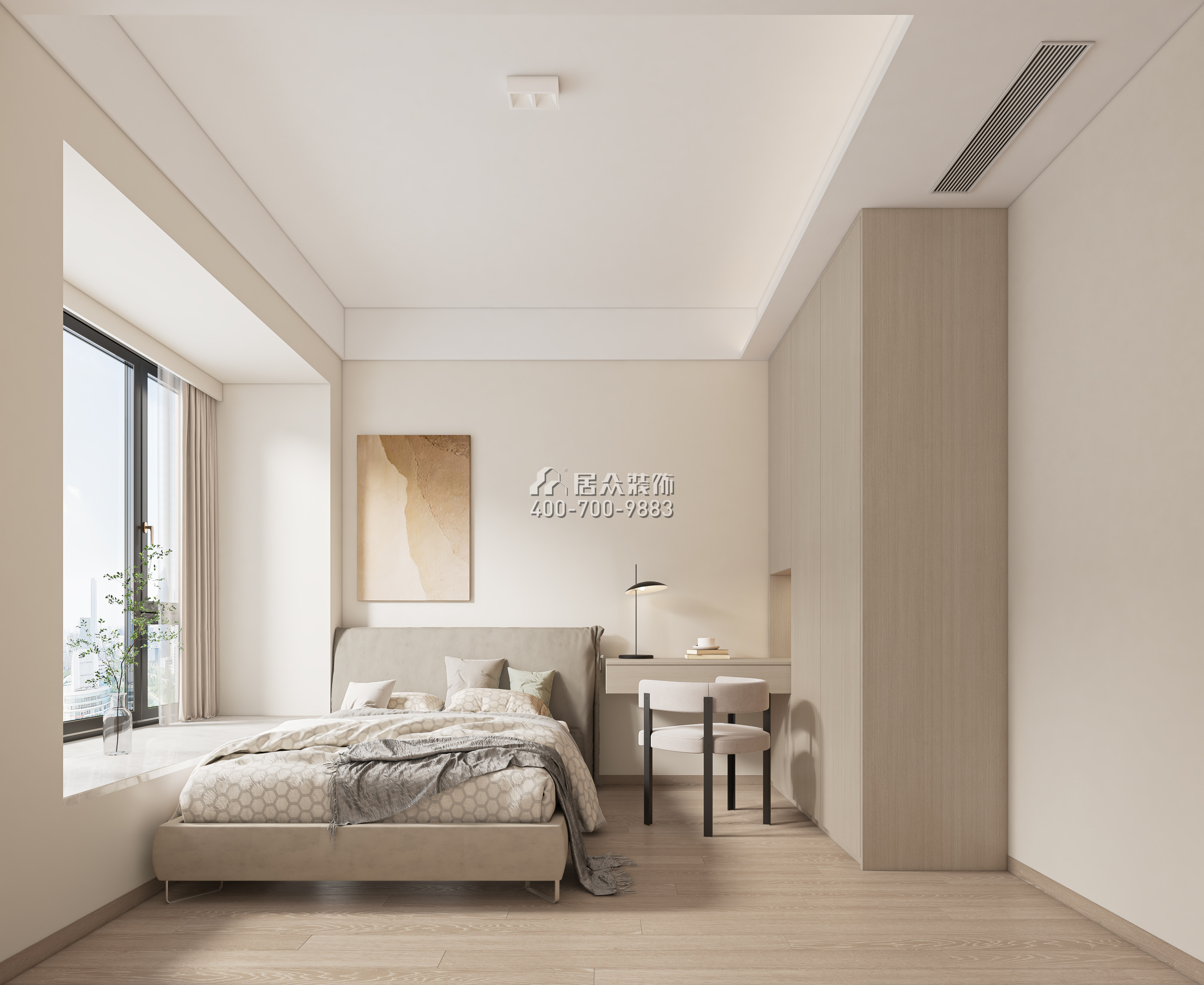 天鹅湖花园三期122平方米现代简约风格平层户型卧室装修效果图