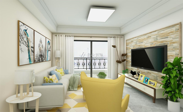 63平方米現代簡約風格平層戶型客廳裝修效果圖