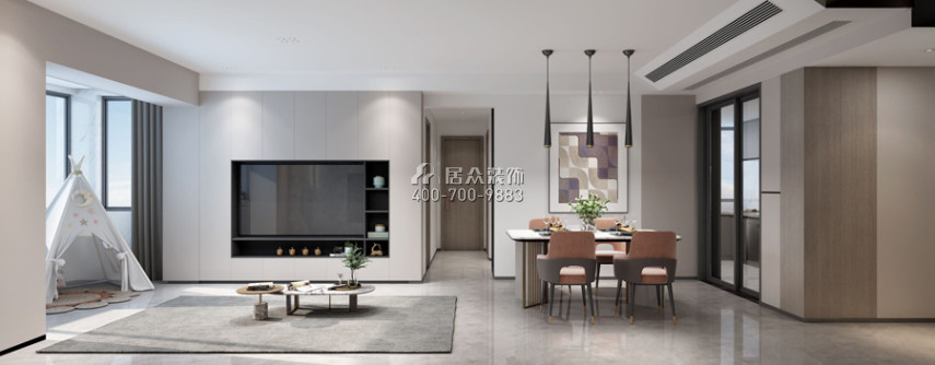香诗美林89平方米现代简约风格平层户型客厅装修效果图