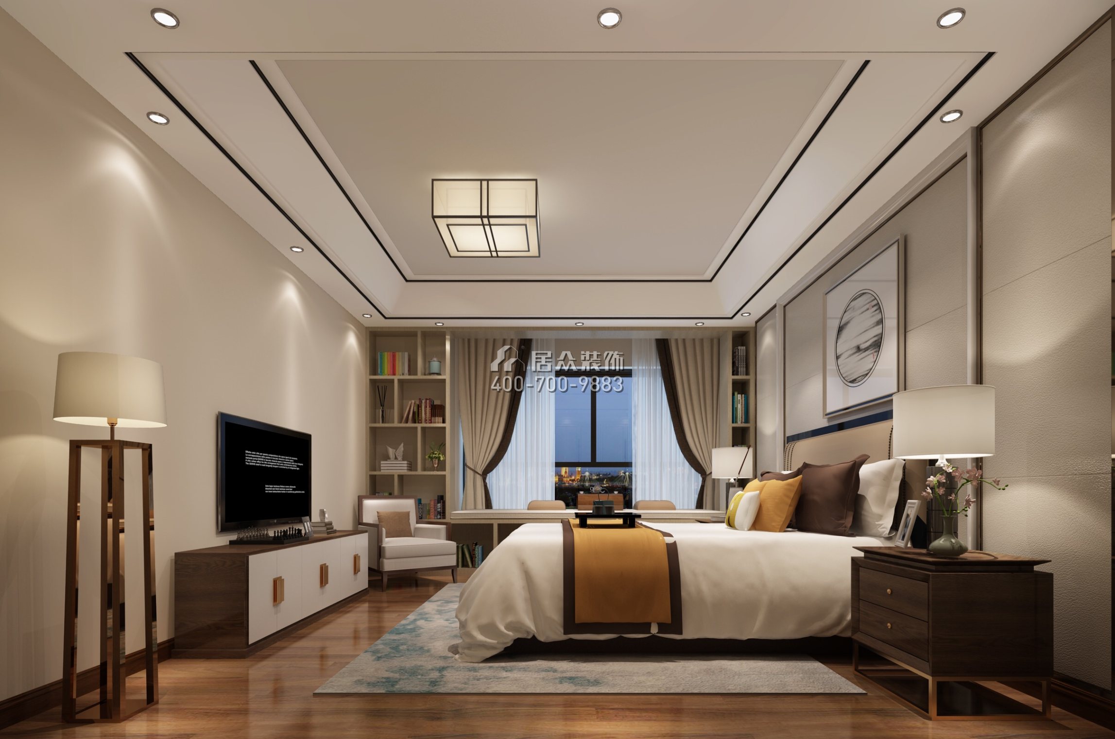美的君兰江山200平方米中式风格平层户型卧室装修效果图