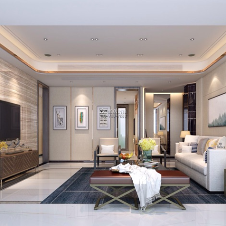 中信紅樹灣花城253平方米現代簡約風格平層戶型客廳裝修效果圖