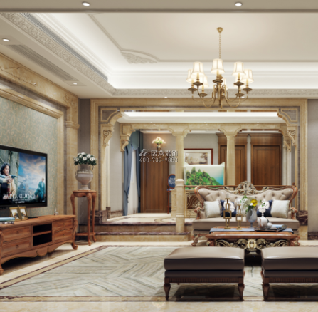 龙湖湘风原著450平方米欧式风格别墅户型客厅装修效果图