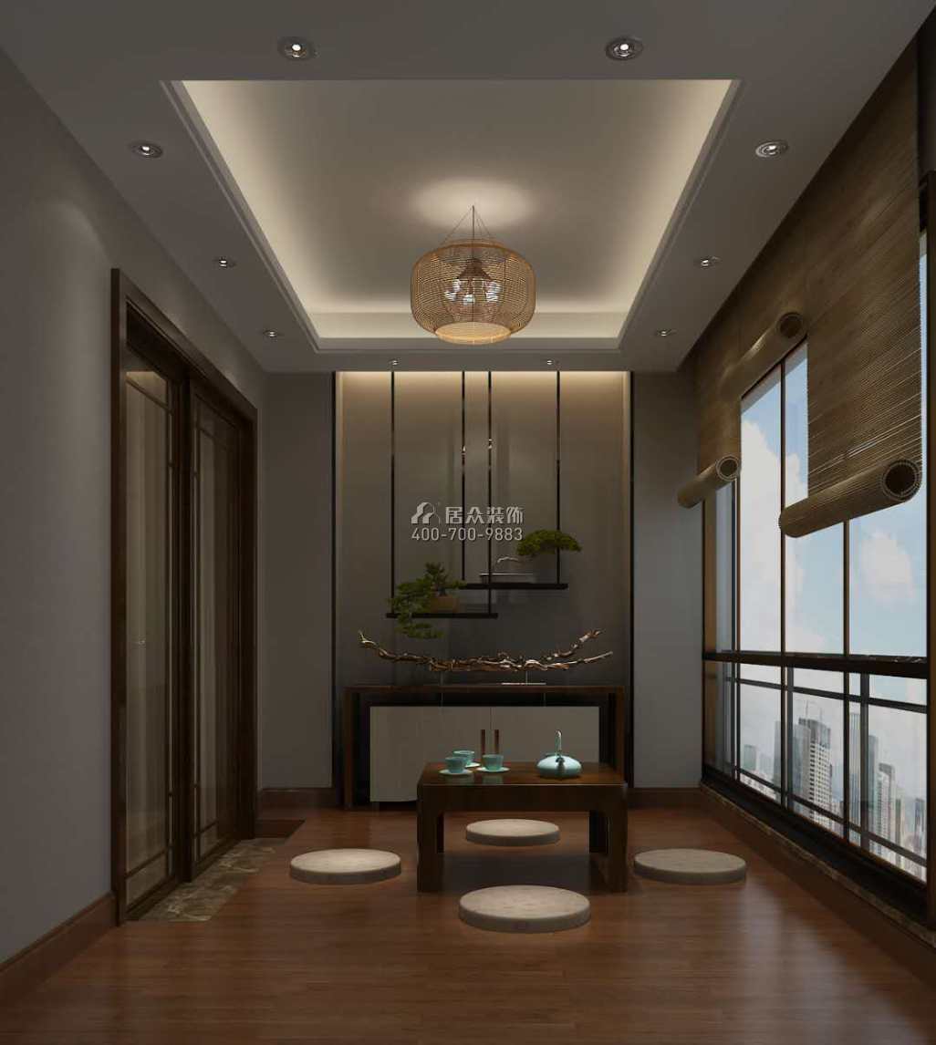 朝南凱旋匯224平方米中式風格平層戶型茶室裝修效果圖