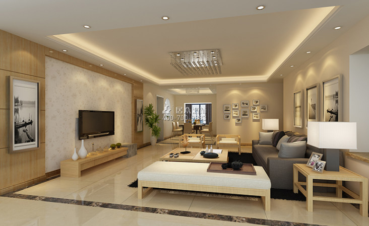 中信海阔天空130平方米现代简约风格平层户型客厅装修效果图