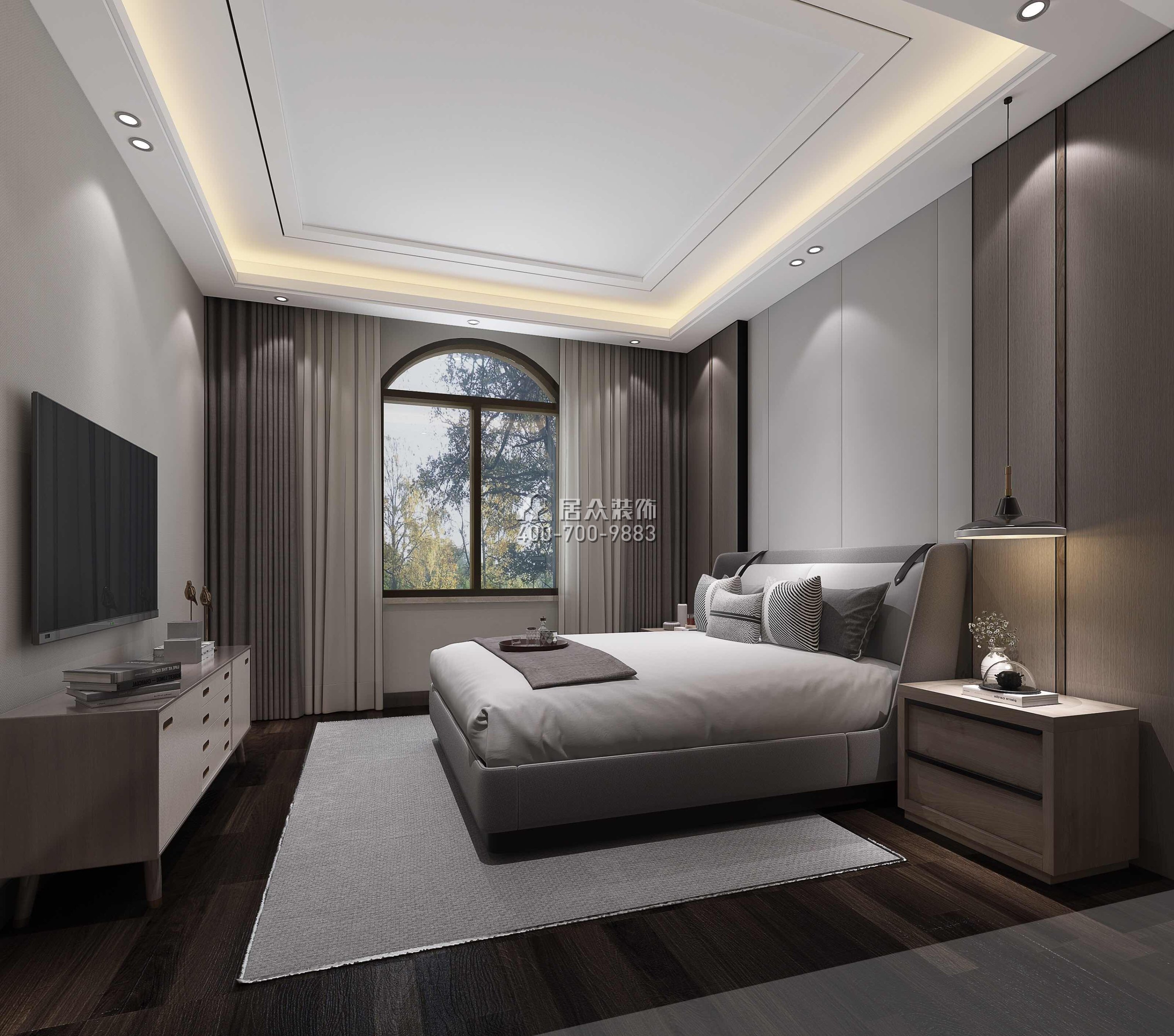 江畔豪庭800平方米现代简约风格别墅户型卧室装修效果图
