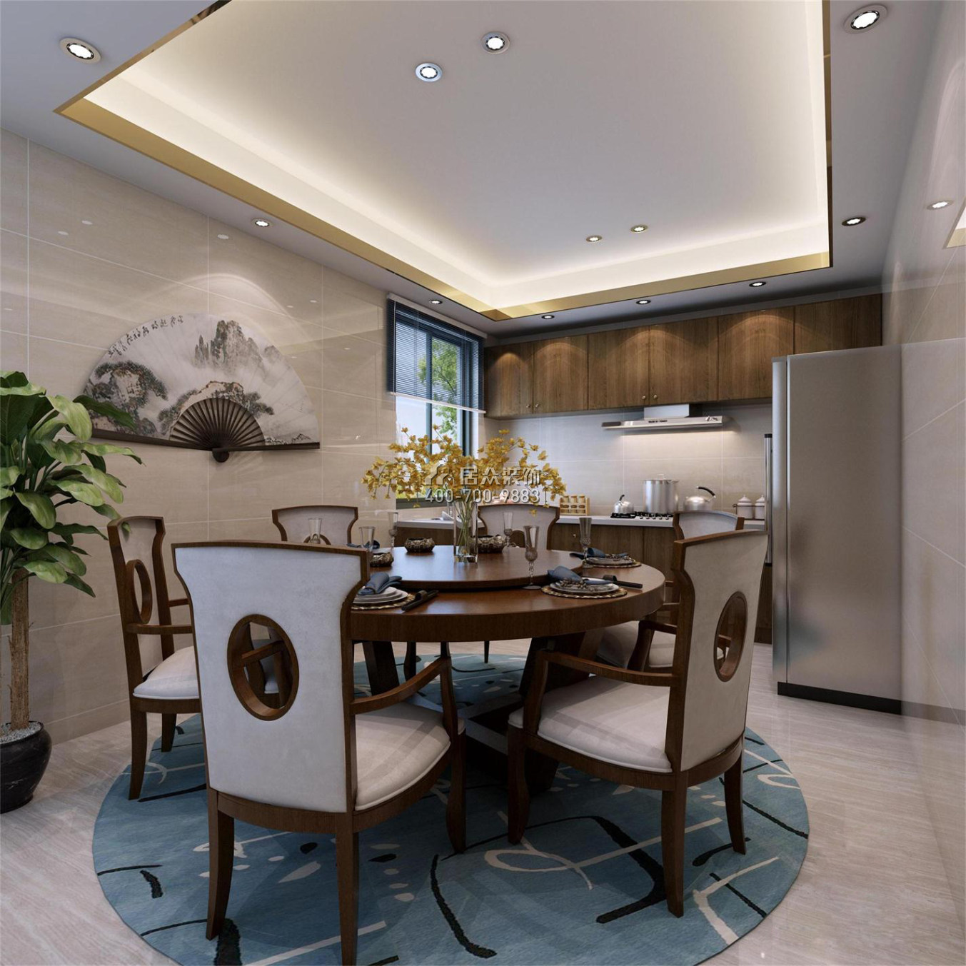 枫丹雅苑145平方米中式风格平层户型餐厅装修效果图
