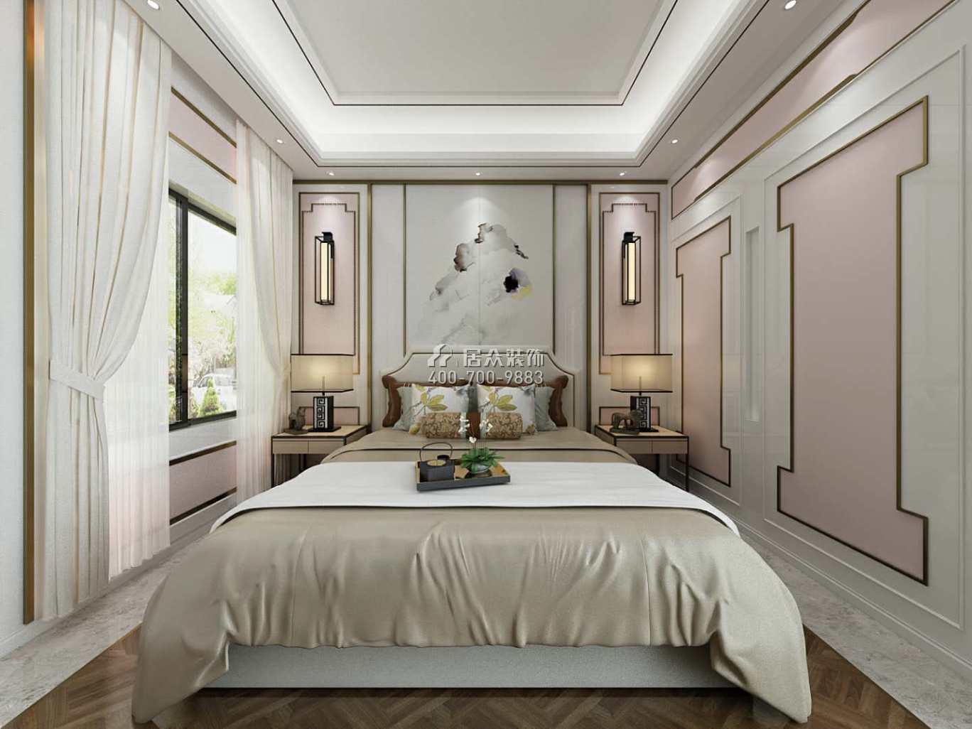 常德碧桂園300平方米中式風格別墅戶型臥室裝修效果圖