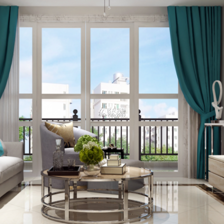 俊景豪园102平方米现代简约风格平层户型客厅装修效果图