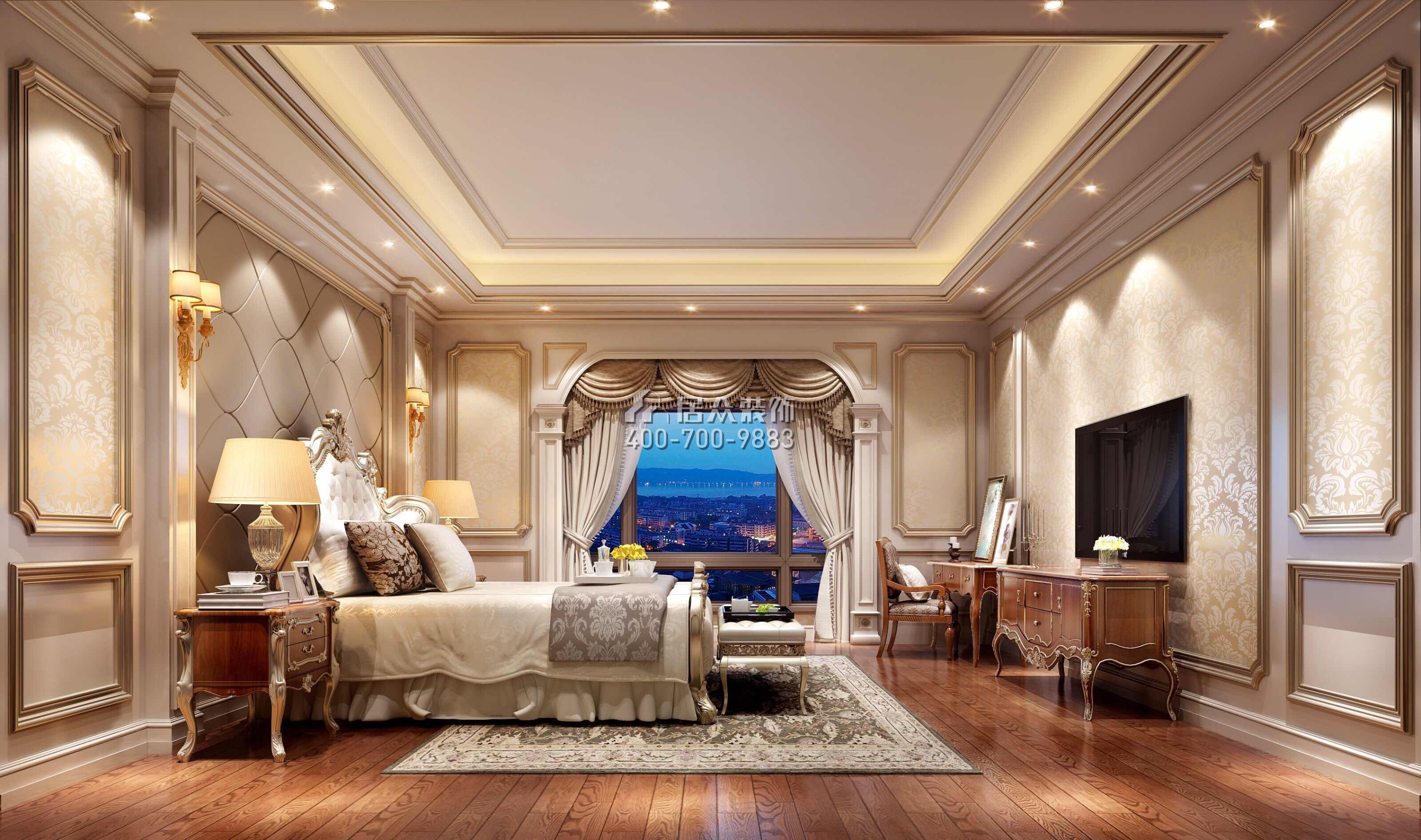 东江明珠花园800平方米欧式风格别墅户型卧室装修效果图