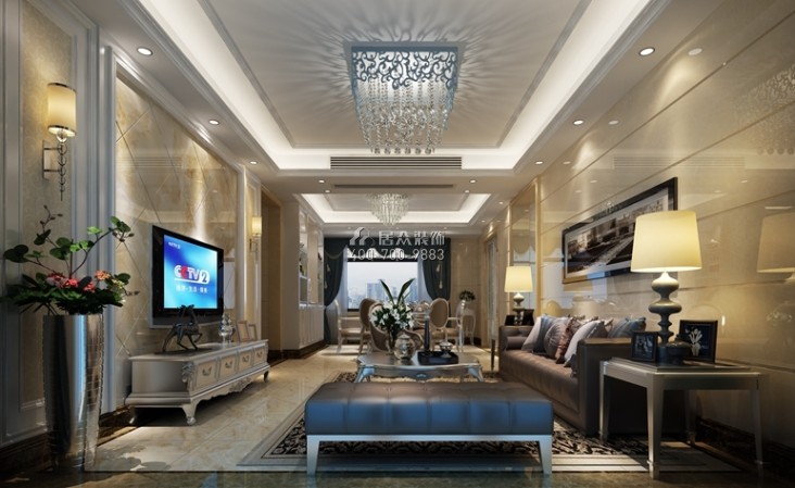 泉州中骏天峰360平方米中式风格平层户型客厅装修效果图